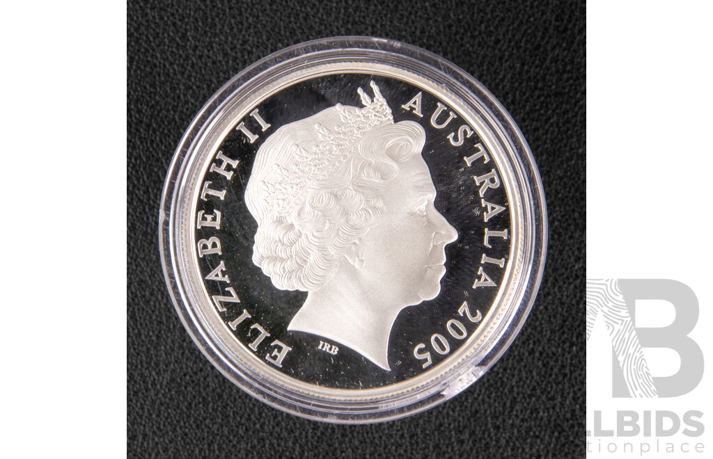 Australian RAM 2005 Silver One Dollar Proof Coin, Silver Kangaroo .999