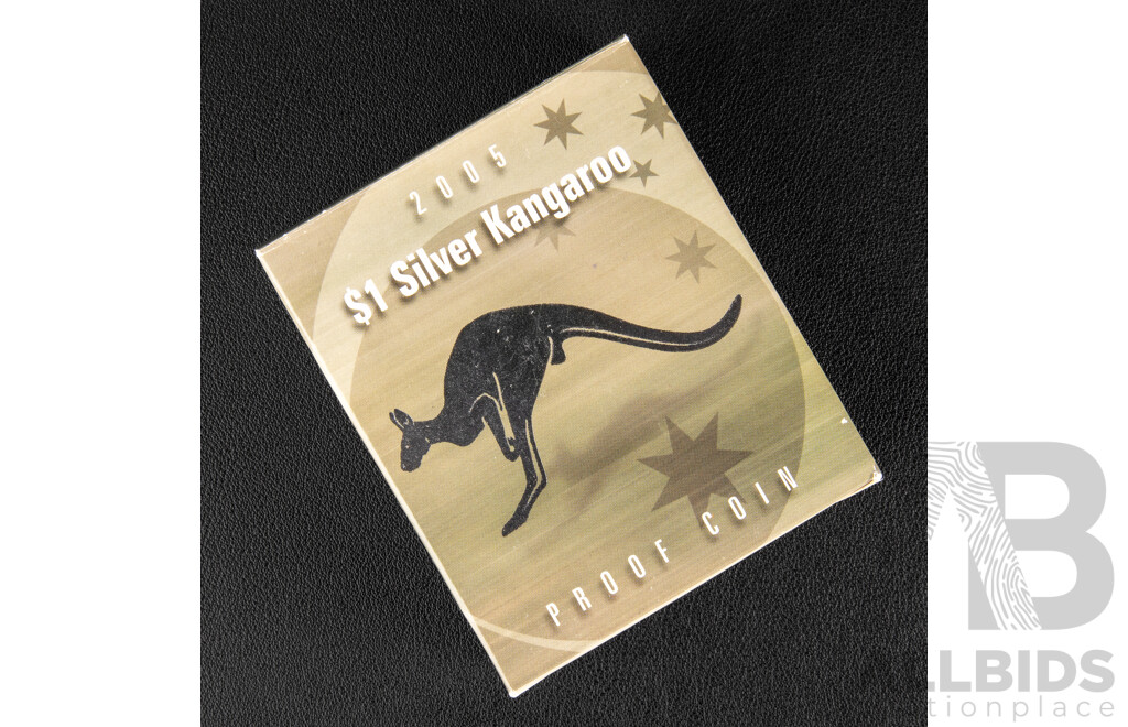 Australian RAM 2005 Silver One Dollar Proof Coin, Silver Kangaroo .999