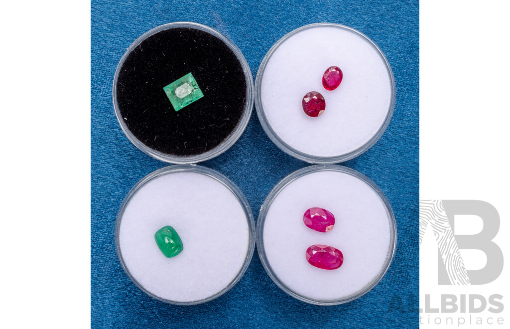 Collection of Gemstones. Emeralds and Rubies - Lot of 6