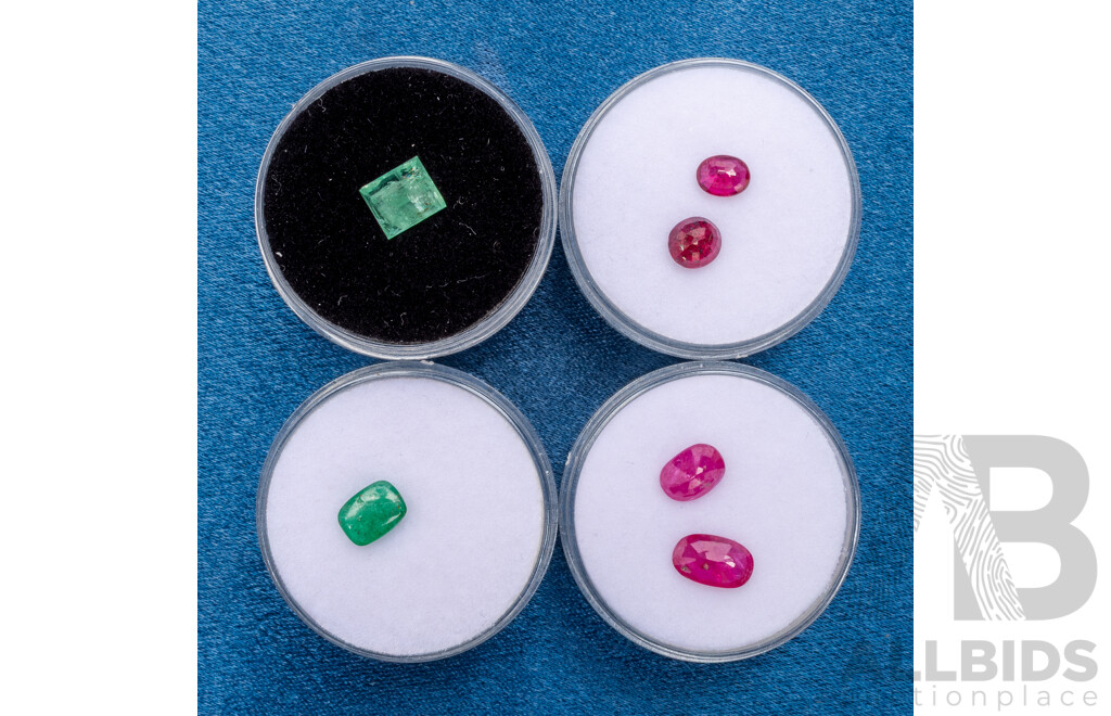 Collection of Gemstones. Emeralds and Rubies - Lot of 6