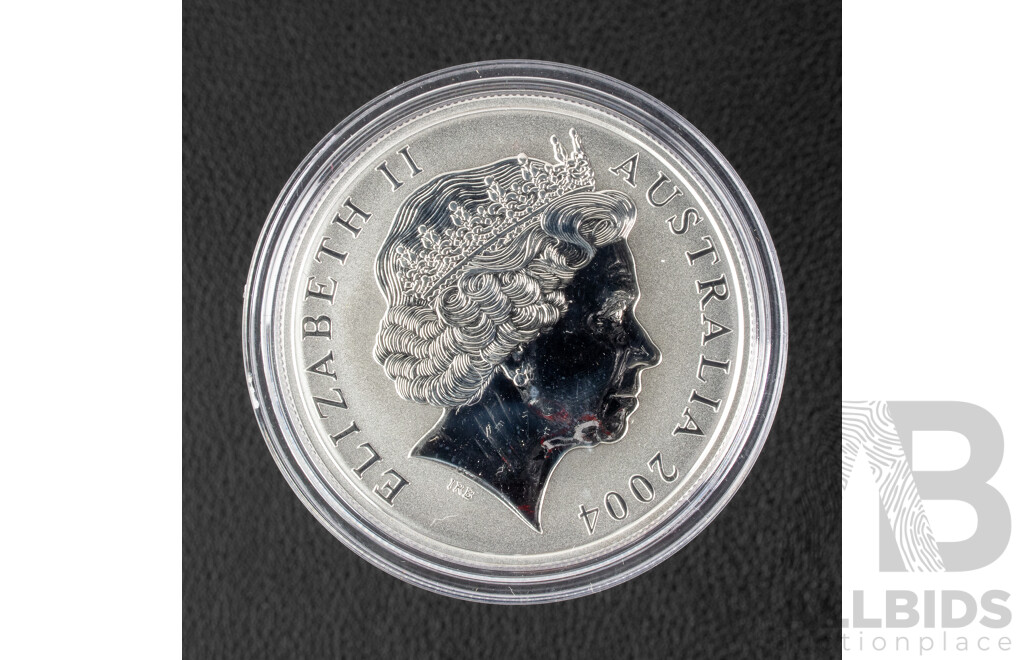 Australian RAM 2004 Silver One Dollar Selectively Gold Plated Coin, Silver Kangaroo .999