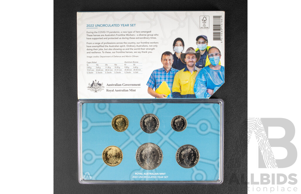 Australian RAM Six UNC Coin 2004 and 2022 Year Sets