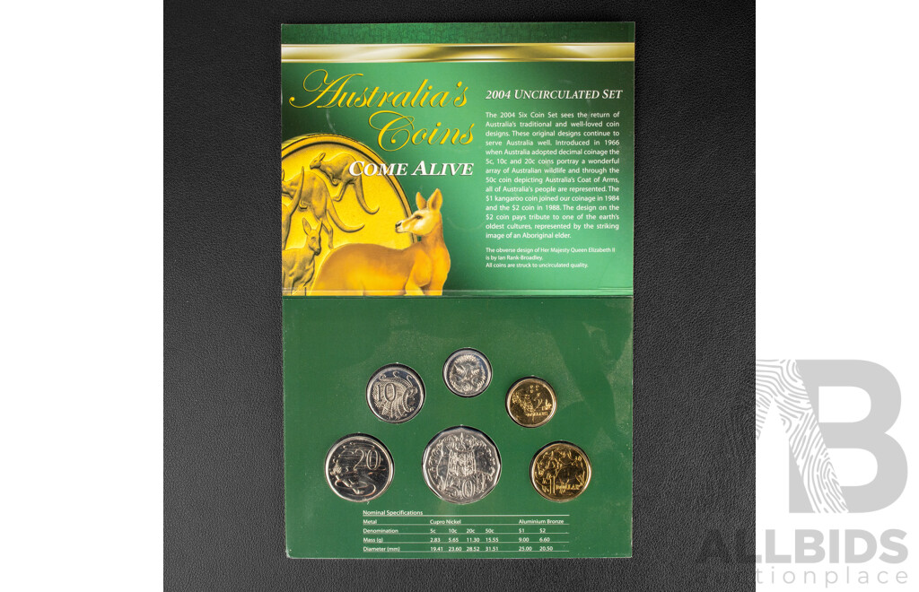 Australian RAM Six UNC Coin 2004 and 2022 Year Sets