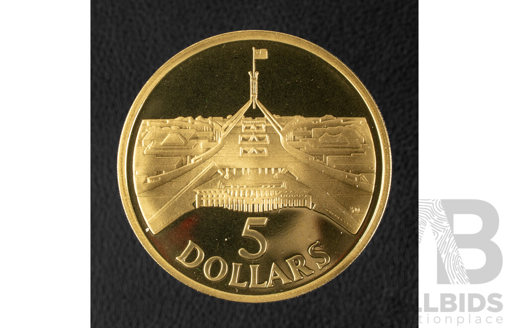 Australian 1988 Proof Five Dollar Coin, New Parliament House