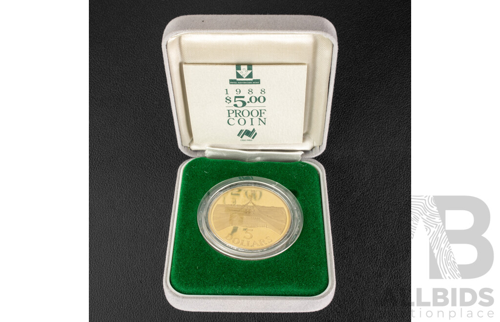 Australian 1988 Proof Five Dollar Coin, New Parliament House