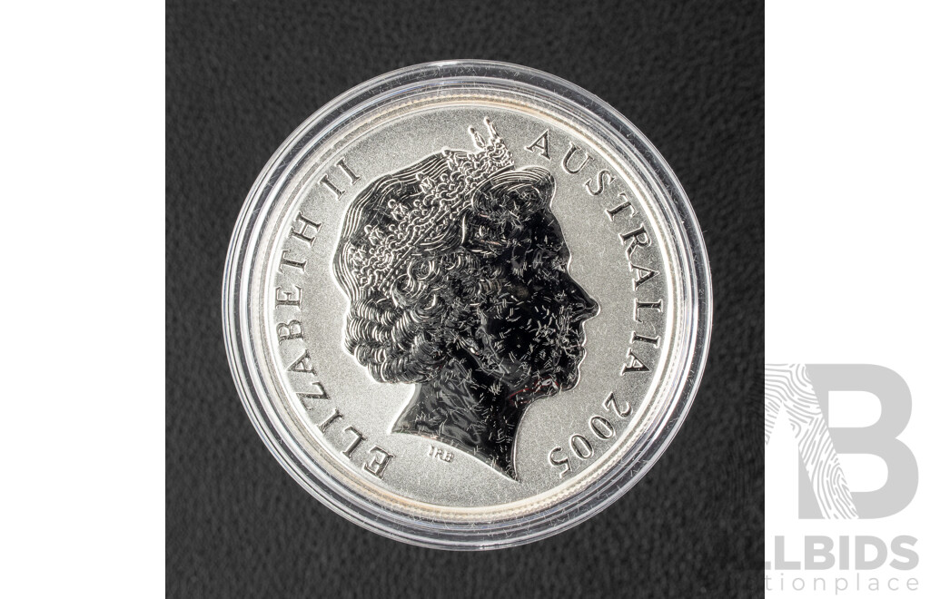 Australian RAM 2005 Silver One Dollar Proof Selectively Gold Plated Coin, Silver Kangaroo .999