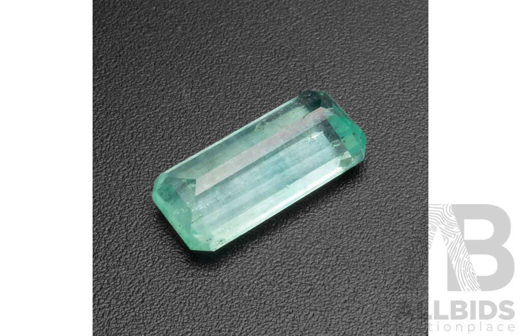 Elongated Emerald Cut Light Natural Emerald - 9.45cts