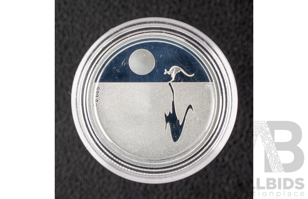 Australian RAM 2010 Silver Proof One Dollar Coin, Kangaroo at Sunset .999