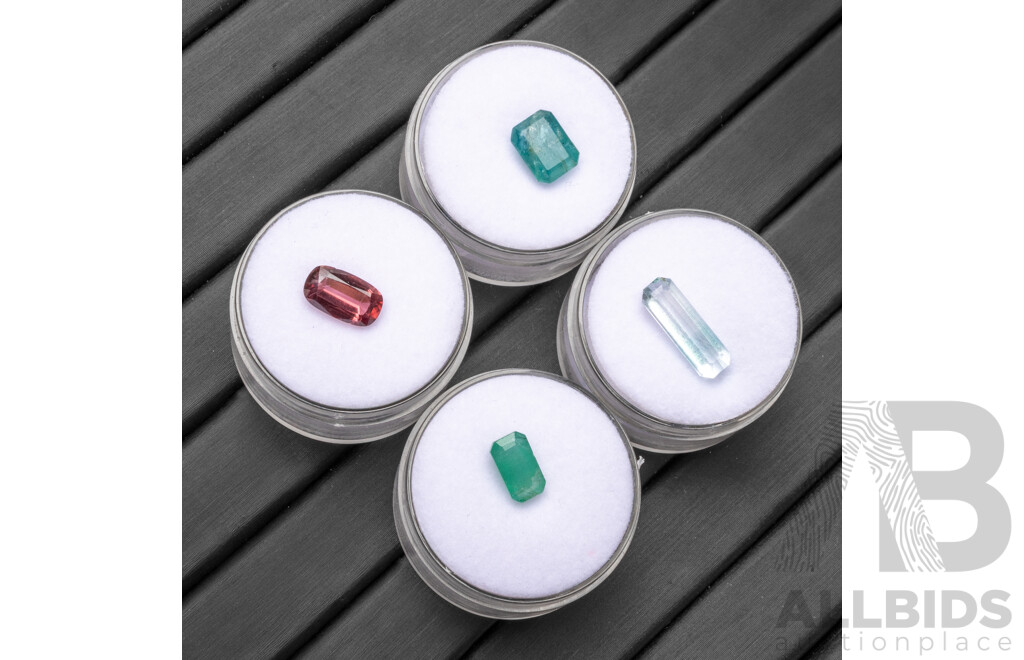 Collection of Emeralds, Spinel & Aquamarine - Lot of 4