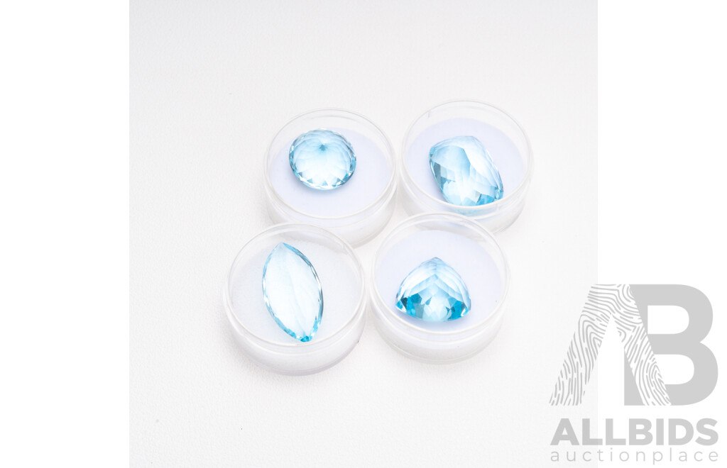71.8ct Collection of Large Sky Blue Topaz - Lot of 4