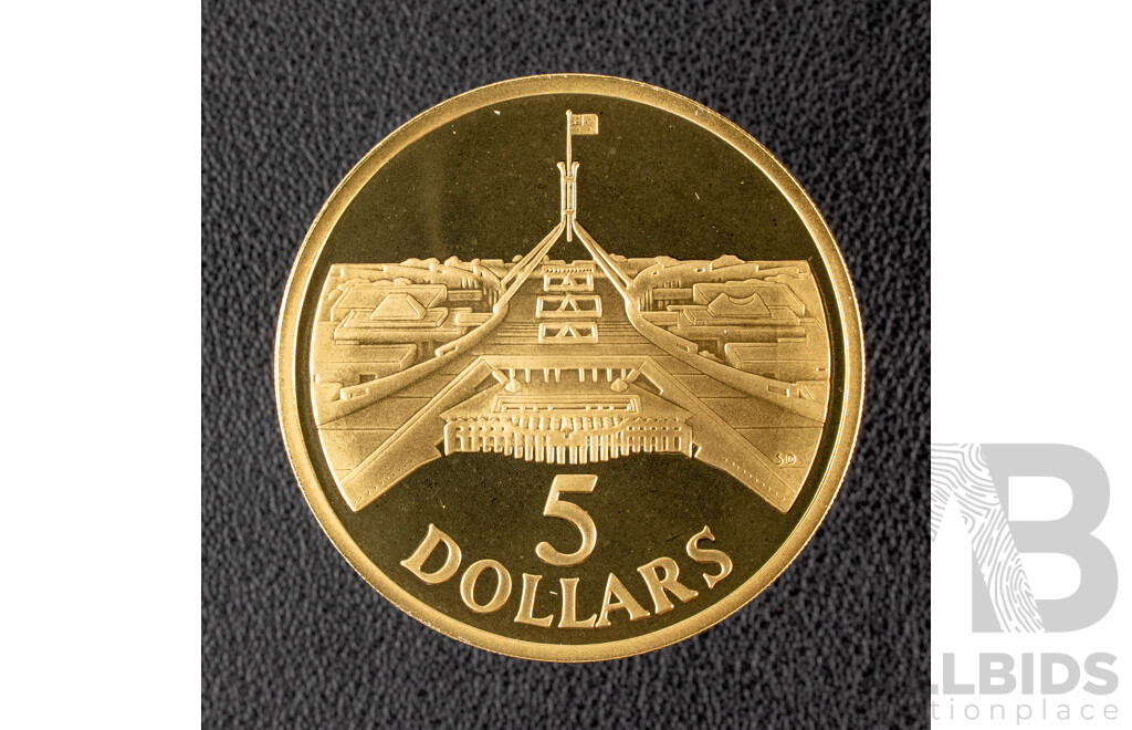 Australian RAM 1988 Proof Five Dollar Coin, Opening New Parliament House