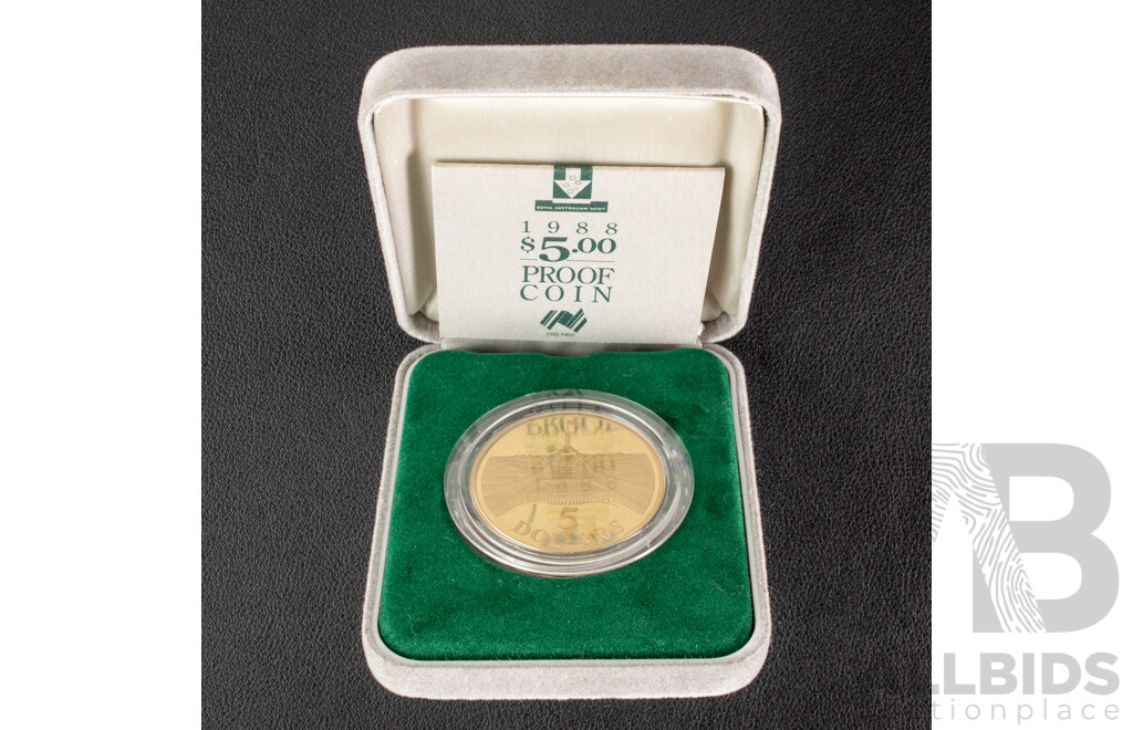 Australian RAM 1988 Proof Five Dollar Coin, Opening New Parliament House