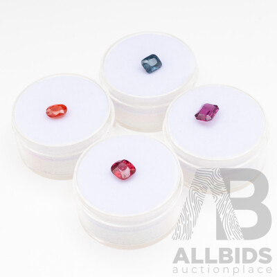 Orange Sapphire, Pink/Purple Garnet, Red and Blue Spinel - Lot of 4