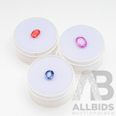 Orange, Pink and Blue Oval Sapphires - Lot of 3