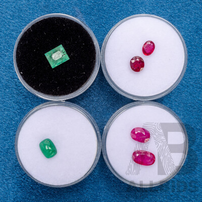 Collection of Gemstones. Emeralds and Rubies - Lot of 6