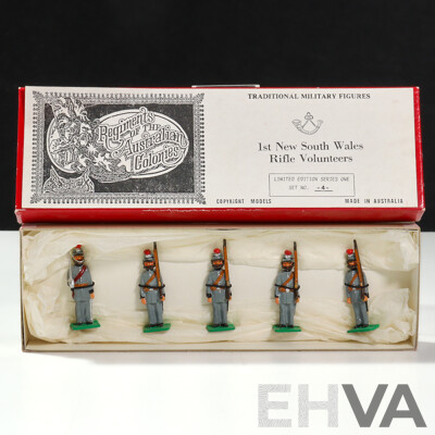 Vintage Regiments of the Australian Colonies Cast Lead Figures, First New South Wales Rifle Volunteers, Made in Australia