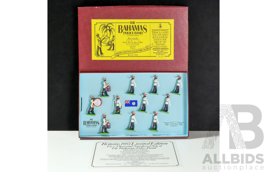 Vintage Britains Cast Metal Limited Edition Collector's Models, The Bahamas Police Band, Made in England - 1:32 Scale