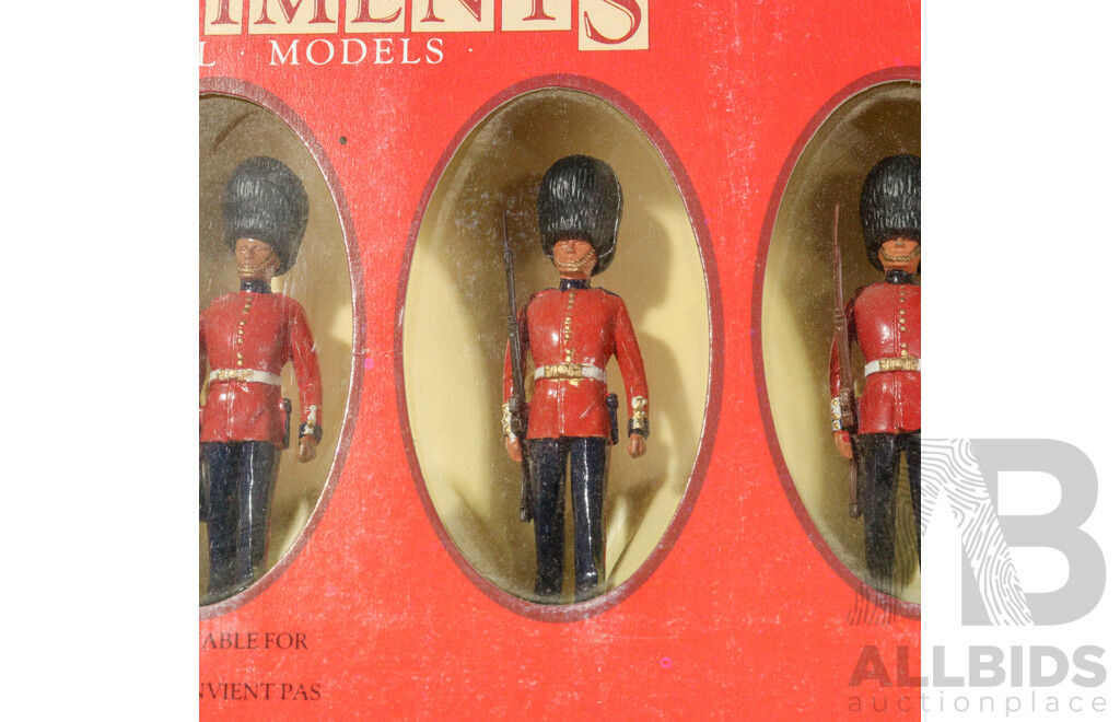 Four Boxed Britains Cast Metal Figures Including Black Watch Highlanders, Black Watch Pipers, Scots Guard Piper, Gordon Highlander Pipers , Made in England - 1:32 Scale