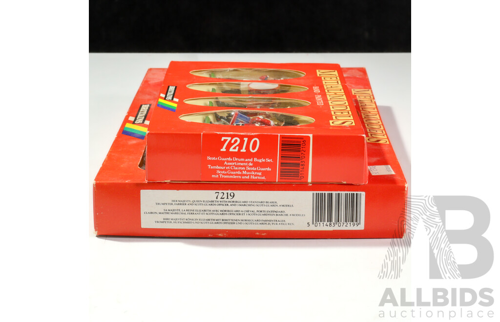 Britains Cast Metal Figures, Queen Elizabeth II and Horse Guard with Scots Guards Drums and Bugles, Made in England - 1:32 Scale