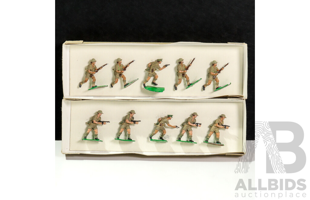 Vintage Cast Lead Military Figures, 1942 British Infantry of the 44th Division at Alamein