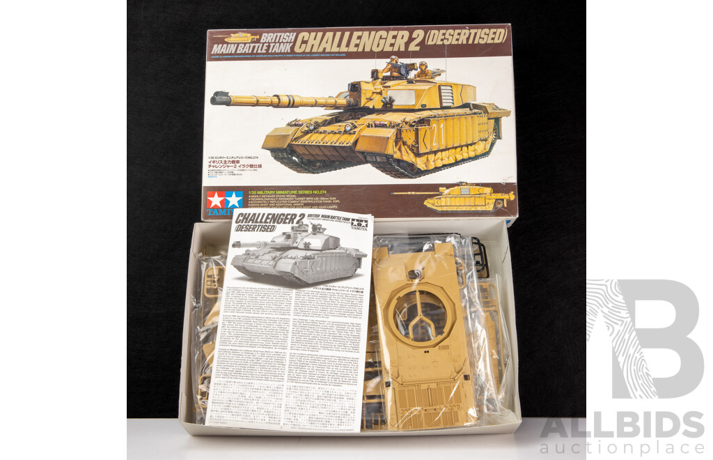Boxed Vintage Tamiya British Main Battle Tank Challenger 2 (Desertised) 274 - 1:35 Scale