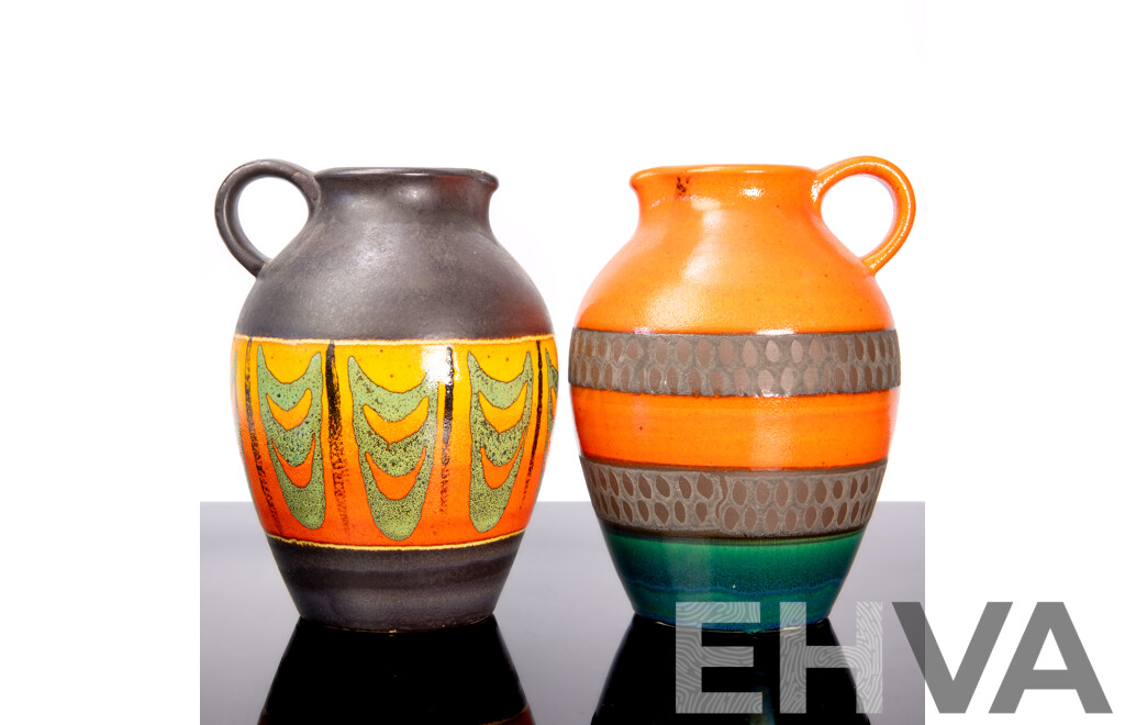 Pair of Matched Vintage Glazed Jugs ByScheurich Keramik