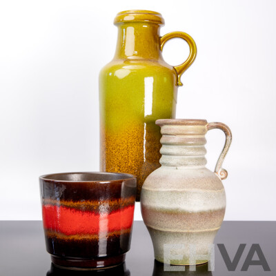 Collection of Three Glazed West German Pottery Pieces