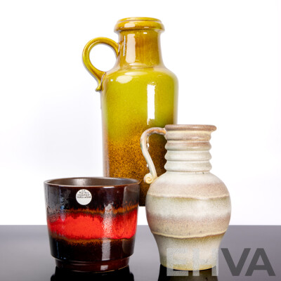 Collection of Three Glazed West German Pottery Pieces