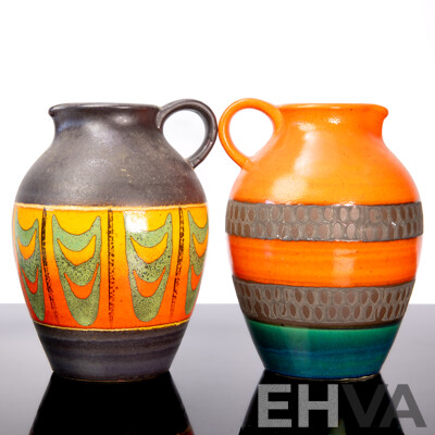 Pair of Matched Vintage Glazed Jugs ByScheurich Keramik