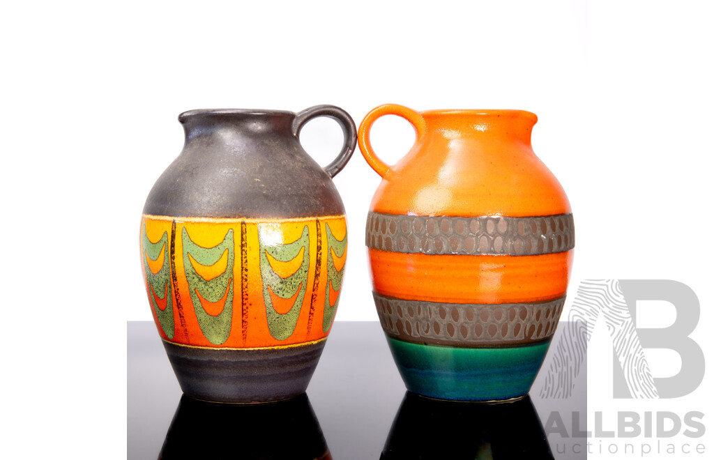 Pair of Matched Vintage Glazed Jugs ByScheurich Keramik