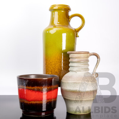 Collection of Three Glazed West German Pottery Pieces