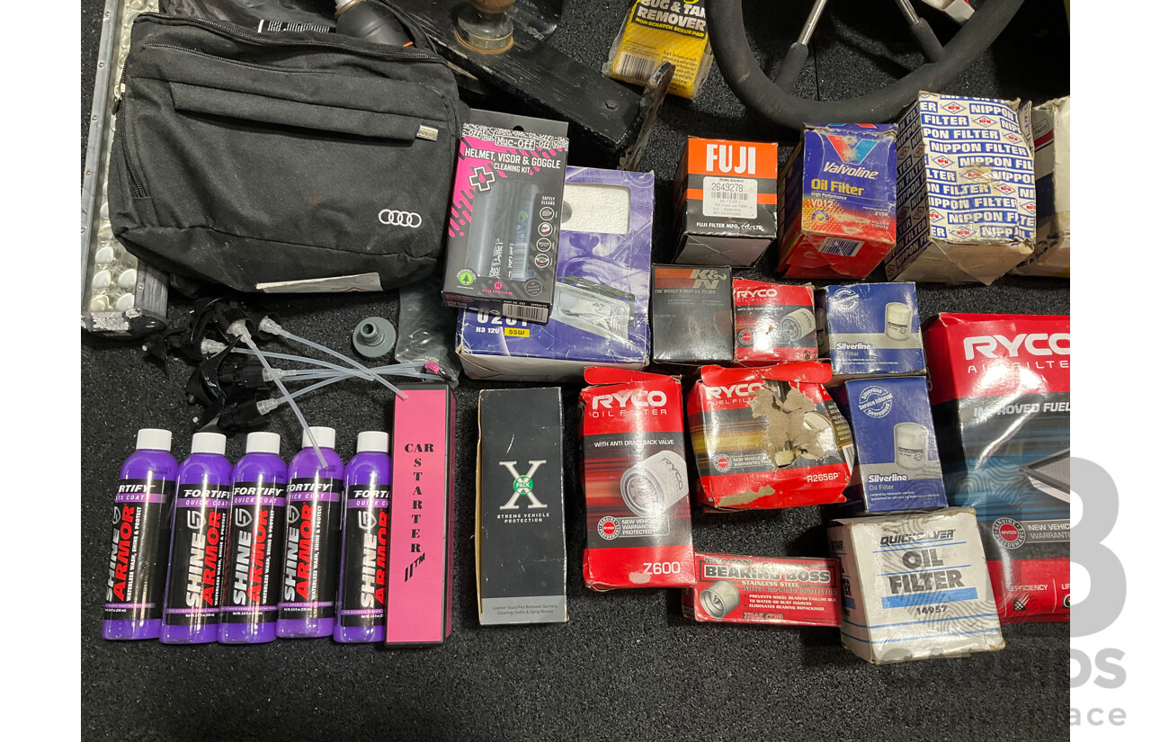 Assorted Car Detailing and Cleaning Produts and Other Automotive Parts