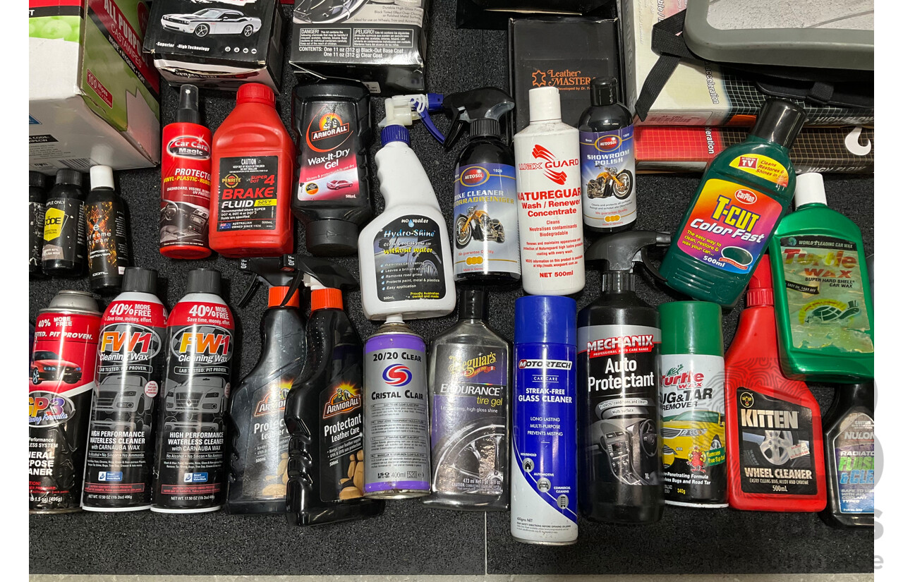 Assorted Car Detailing and Cleaning Produts and Other Automotive Parts
