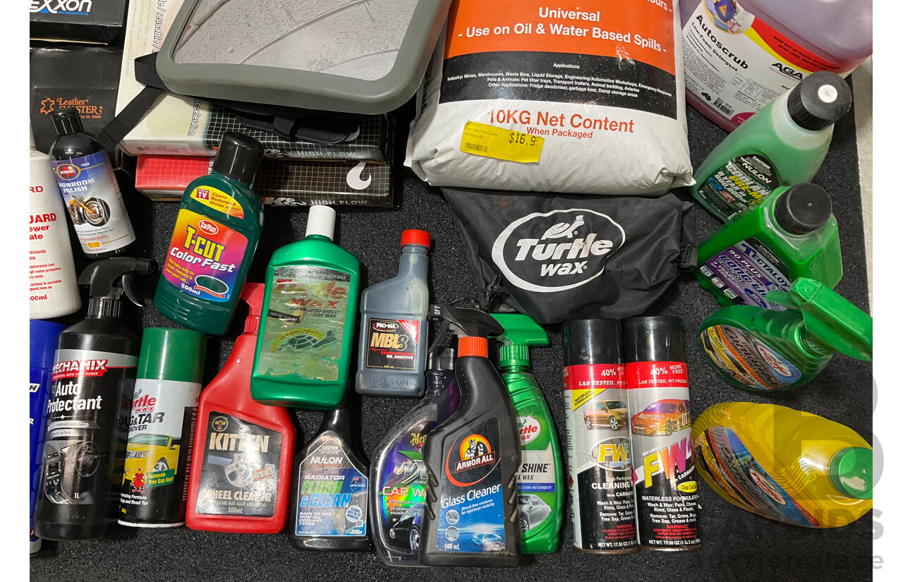 Assorted Car Detailing and Cleaning Produts and Other Automotive Parts