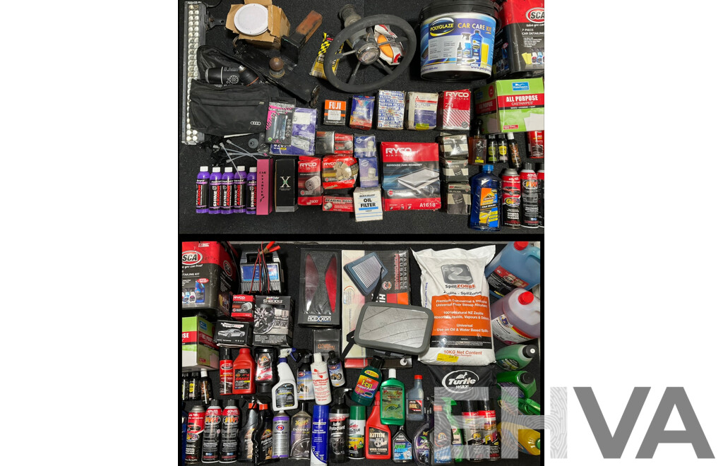 Assorted Car Detailing and Cleaning Produts and Other Automotive Parts