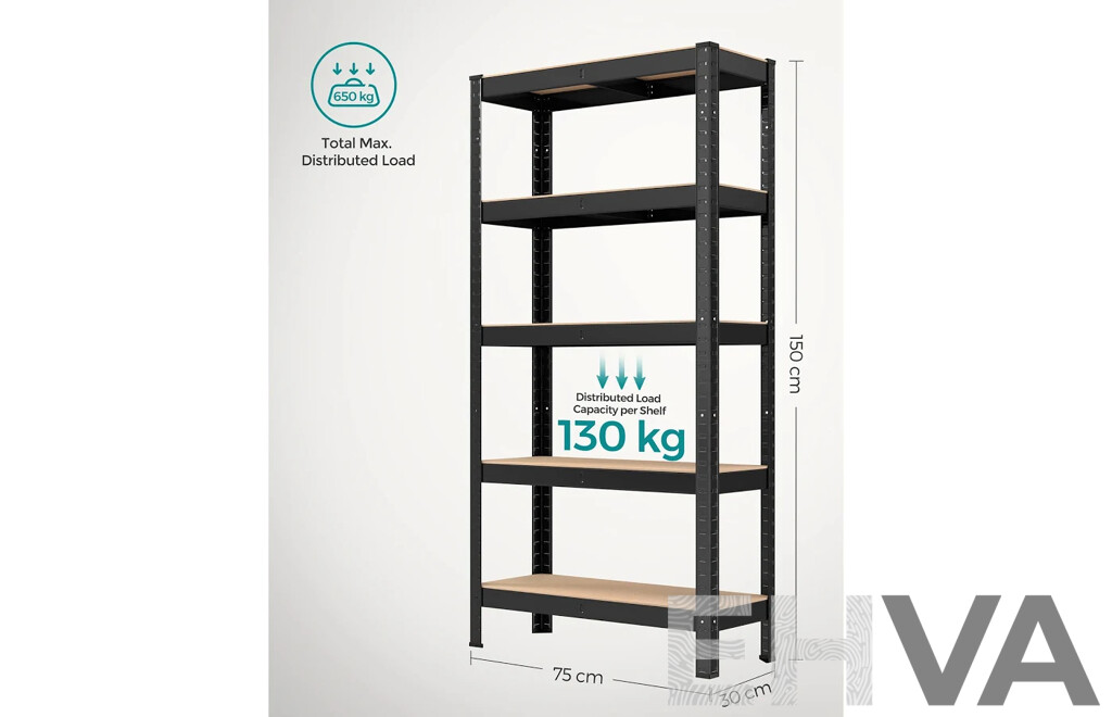 Songmics GLR030B01 Shelving Unit  30 X 75 X 150 cm