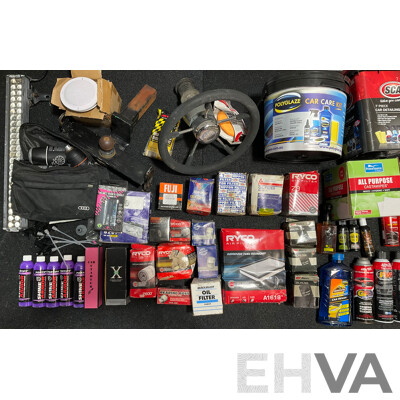 Assorted Car Detailing and Cleaning Produts and Other Automotive Parts