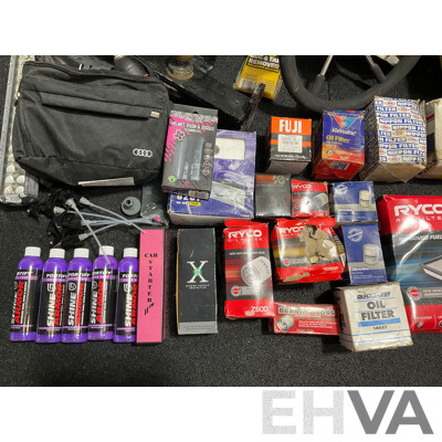 Assorted Car Detailing and Cleaning Produts and Other Automotive Parts