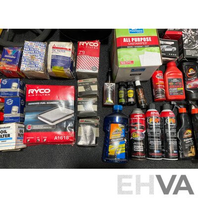 Assorted Car Detailing and Cleaning Produts and Other Automotive Parts