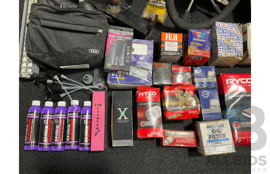 Assorted Car Detailing and Cleaning Produts and Other Automotive Parts