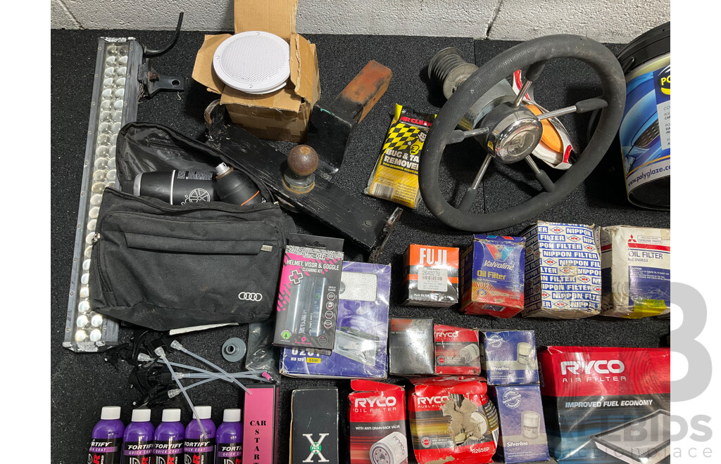 Assorted Car Detailing and Cleaning Produts and Other Automotive Parts