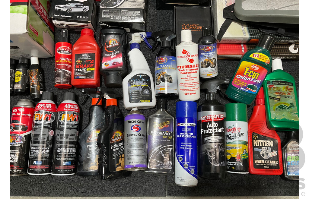 Assorted Car Detailing and Cleaning Produts and Other Automotive Parts