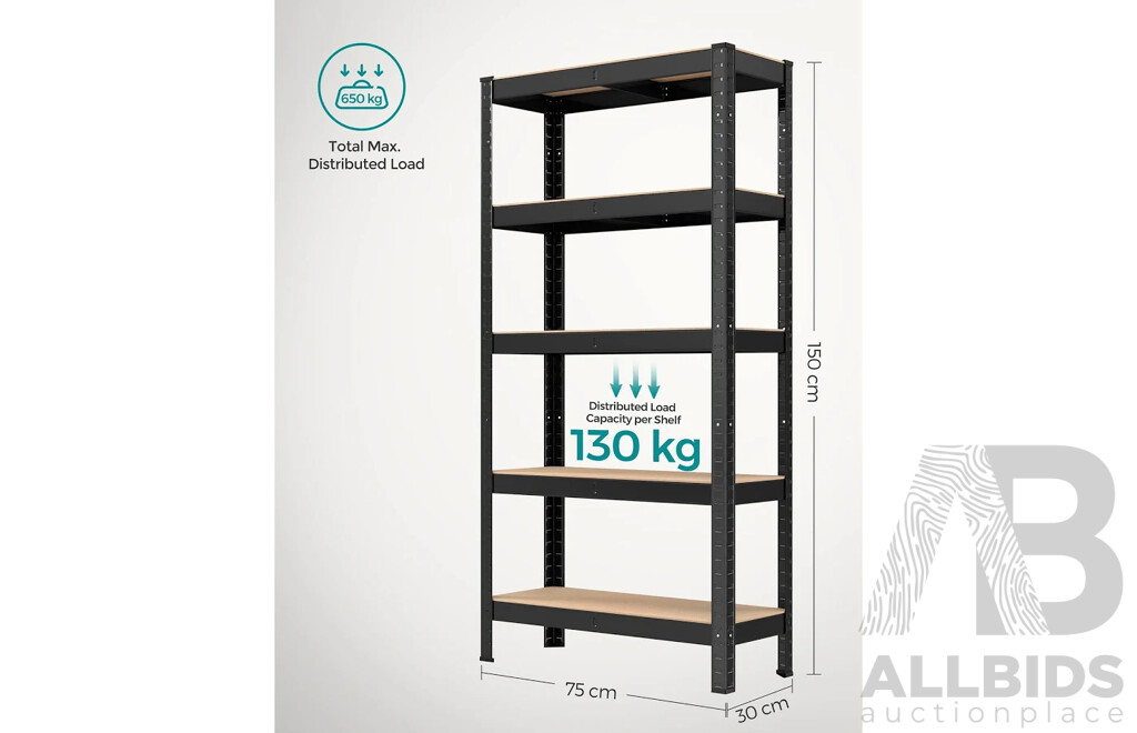 Songmics GLR030B01 Shelving Unit  30 X 75 X 150 cm