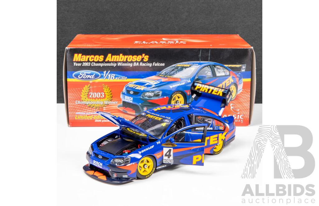 Classic Carlectables 2003 Ford BA Falcon V8 Supercar Championship Winner Ambrose Pirtek #4 1295/3500 1:18 Scale Model Car