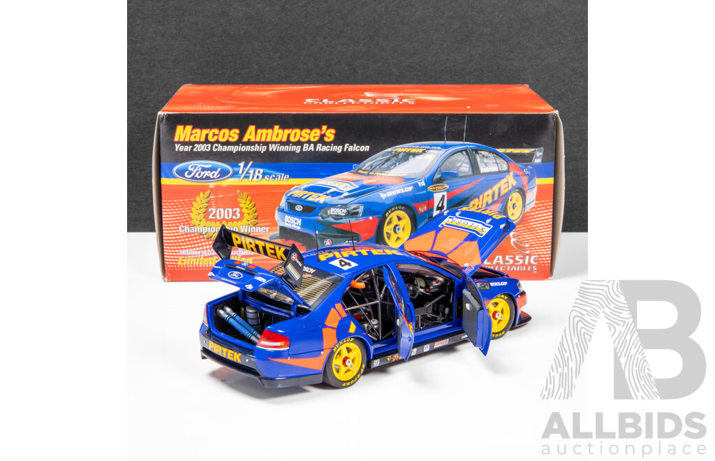 Classic Carlectables 2003 Ford BA Falcon V8 Supercar Championship Winner Ambrose Pirtek #4 1295/3500 1:18 Scale Model Car