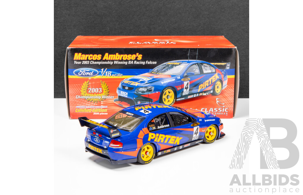 Classic Carlectables 2003 Ford BA Falcon V8 Supercar Championship Winner Ambrose Pirtek #4 1295/3500 1:18 Scale Model Car