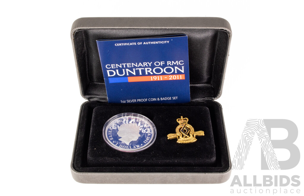 Australian Perth Mint 2011 Silver One Dollar Coin, Centenary of RMC Duntroon .999