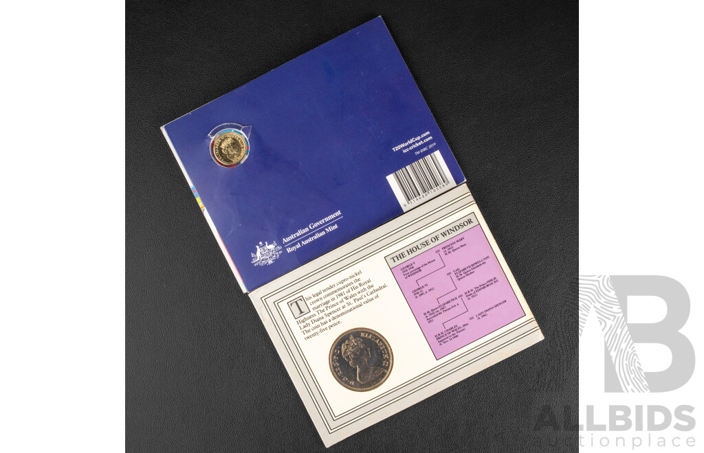 Australian RAM 2019 Four UNC Privy Mark One Dollar Coin Set, the Bold, the Bad and the Ugly, 2020  Four UNC Privy Mark One Dollar Coin Set, Eureka! 2020two Dollar Coin, ICC Women's T20 World Cup, United Kingdom 1981 Crown, Charles and Diana