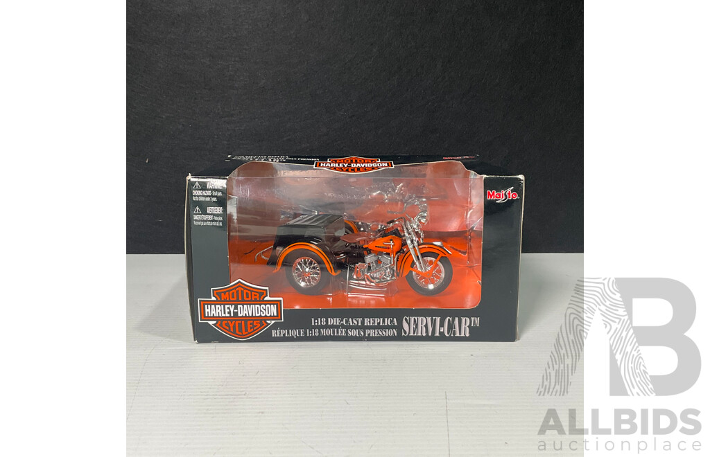 Maisto Diecast Harley Davidson Servi-Car - 1:18 Scale