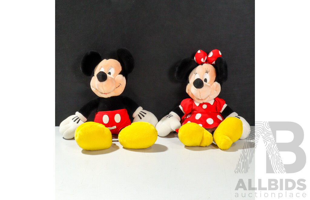 Vintage Stuffed Mickey and Minnie Mouse Figures Circa 2000